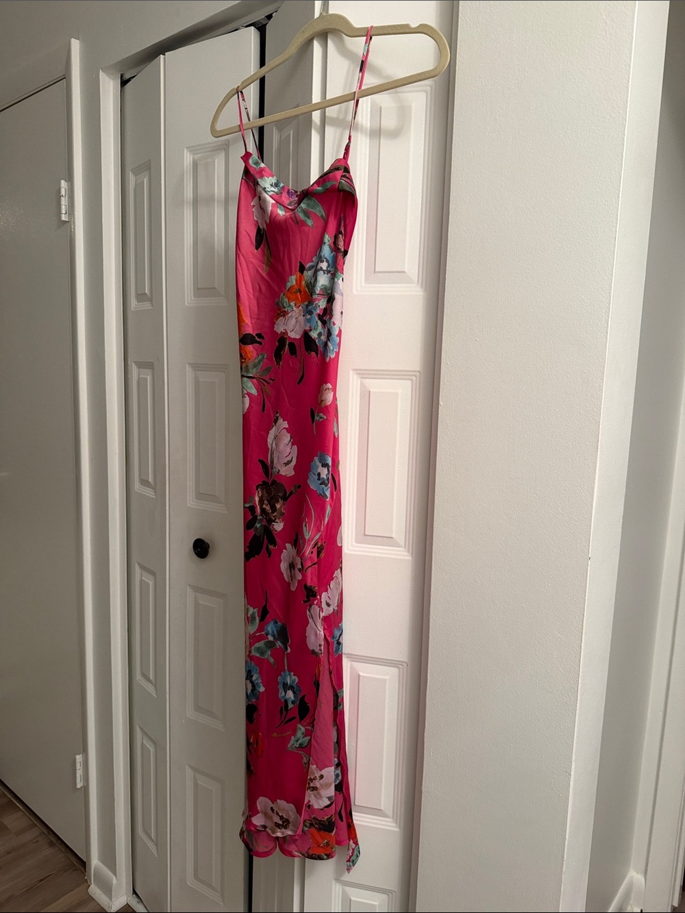 Astr Hot Pink Floral Slip Dress